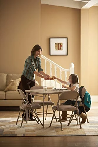 CoscoProducts 14696ANT1E Vinyl Top Folding Table, 1-Pack, Antique Linen - Image 4