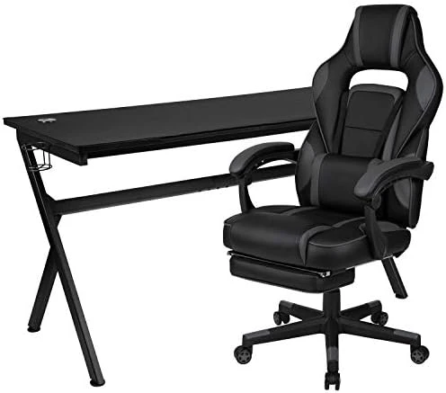 Flash Furniture Red Gaming Desk With Cup Holder/Headphone Hook & Red Reclining Back/Arms Gaming Chair With Footrest - Image 9