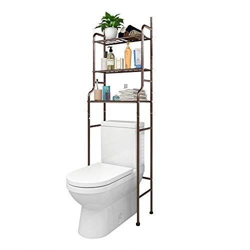 HAHRIR 3-Shelf Bathroom Organizer Over The Toilet Space Saver Over The Toilet Rack Bathroom Corner Stand Storage Organizer, Brown - Image 3