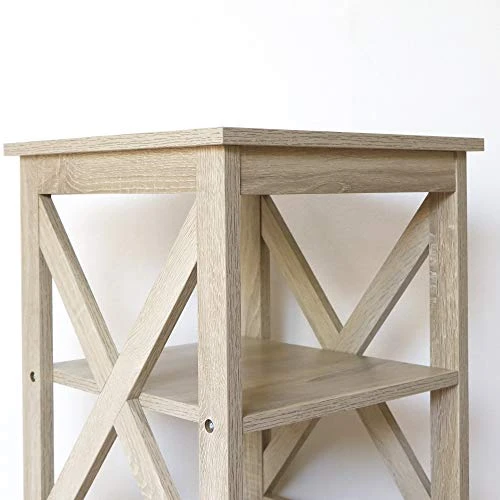 Rainbow Sophia Side Table, Modern Farmhouse Wood End Table With 3-Tier Storage, White Oak - Image 3