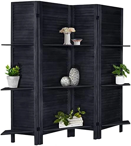 AMBITION LAND Room Divider, Privacy Screen, Room Dividers And Folding Privacy Screens Room Divider Wall Panels Room Divider With Shelves, 5 Panel White - Image 10