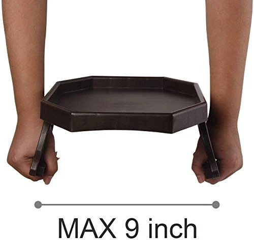 GREENANTS TV Tray Sofa Arm Clip On Snack Table Sofa Armrest Clip Table Tray Plastic Chair Armrest Tray Organizer (Brown) - Image 3