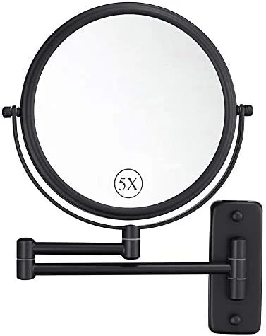 DECLUTTR Wall Mounted Makeup Mirror With 5X Magnification, 8 Inch Double Sided Vanity Magnifying Mirror For Bathroom, Black - Image 6