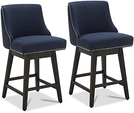 CHITA Counter Height Swivel Barstools, 26" H Seat Height Upholstered Bar Stools Set Of 2, Faux Leather In Chocolate - Image 13