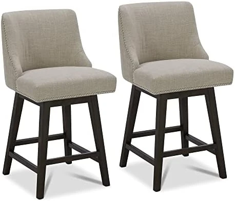 CHITA Counter Height Swivel Barstools, 26" H Seat Height Upholstered Bar Stools Set Of 2, Faux Leather In Chocolate - Image 10