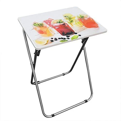 Home Basics TT39161 Foldable TV Tray Table, 19.0 X 15.0 X 26.0, Cocktails (White)