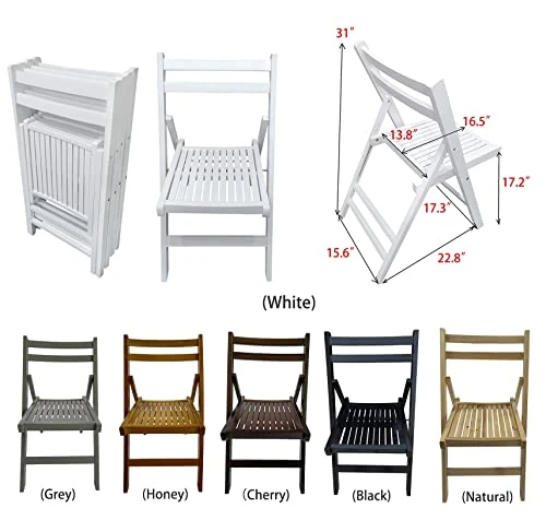 JLBENQIJL Set Of 4 Folding Chairs Poplar Wooden Slatted Seat For Dining Room Kitchen Balcony Wedding Occasion Events, Black - Image 3