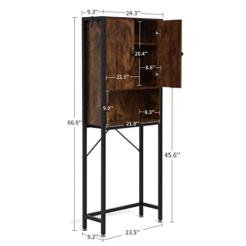Elesuli Over The Toilet Storage Cabinet Space-Saving Bathroom Oragnizer Shelf Toilet Storage Rack Double Door Bathroom Storage Organizer Toilet Rack With Adjustable Feet - Image 2
