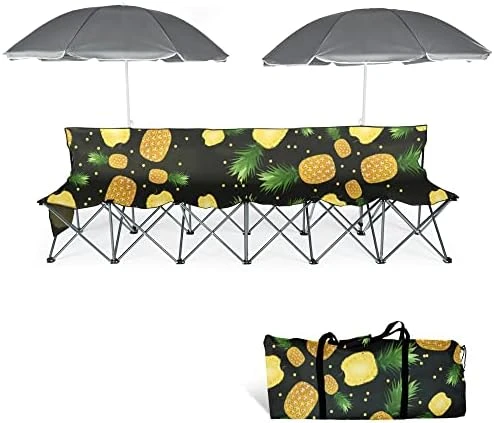 AOTIFARM Portable Sports Bench 4 Seat Folding Camping Chairs Team Sideline Bench Lawn Chairs Heavy Duty With Removable Seat Green XH4Y1A Folding Chairs - Image 9