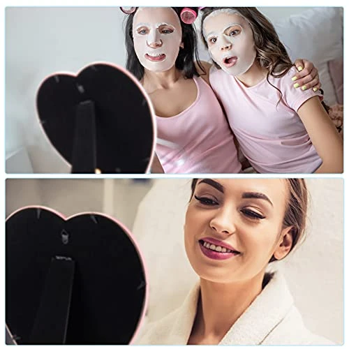 Jetec Heart Makeup Mirror Heart Shaped Mirror Tabletop Cosmetic Mirror Wall Mirror Vanity Mirror For Women Girls, 10.6 Inches (Pink) - Image 2