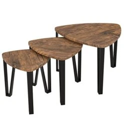 SOMY Nesting Coffee Tables End Table Sets Set Of 3 Vintage Side Tables, Nightstand Modern Furniture Table Sets For Home Office Bedroom-Rustic Brown