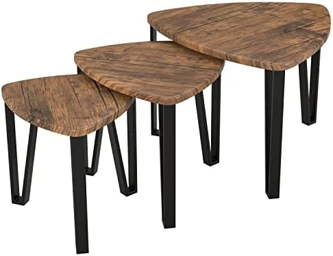 SOMY Nesting Coffee Tables End Table Sets Set Of 3 Vintage Side Tables, Nightstand Modern Furniture Table Sets For Home Office Bedroom-Rustic Brown - Image 5
