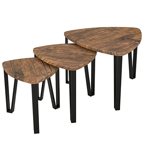 SOMY Nesting Coffee Tables End Table Sets Set Of 3 Vintage Side Tables, Nightstand Modern Furniture Table Sets For Home Office Bedroom-Rustic Brown
