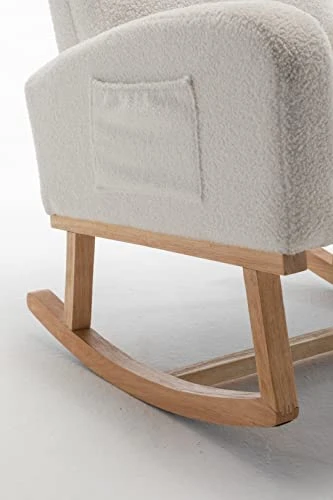 Rocker Glider Chair For Nursery, Modern Accent Rocking Chair With High Backrest And Armrests, Upholstered Glider Rocking Chair, Teddy Material Comfort Arm Rocker, Lounge Armchair For Living Room - Image 3