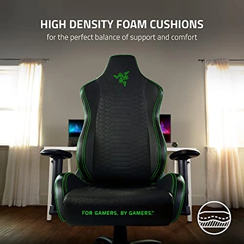 Razer Iskur X Ergonomic Gaming Chair: Ergonomically Designed For Hardcore Gaming - Multi-Layered Synthetic Leather - High-Density Foam Cushions - 2D Armrests - Steel-Reinforced Body - Black/Green - Image 3