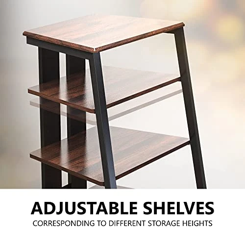 FITUEYES Design 4-Tier AV Media Stand Corner Shelf Stand Wooden Corner Shelves Component Cabinet Stereo Rack Audio Tower With Height Adjustable Wooden Shelves For/Apple Tv/Xbox One/ps4 (Walnut) - Image 3