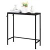 OYEAL Black Console Table Narrow Entryway Table With Hooks 31.5 In Small Sofa Table With Metal Frame Couch Table For Living Room, Hallway, Foyer, Bedroom, Black