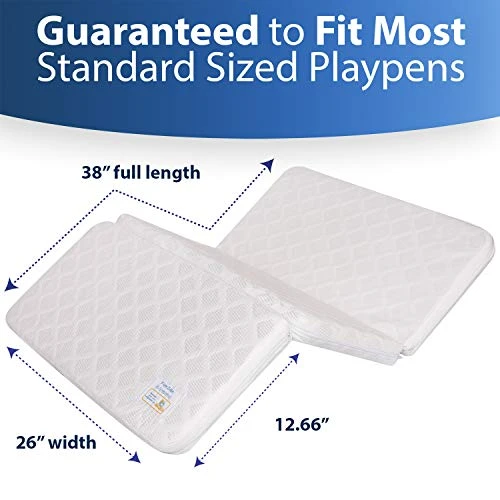 Sleepah Pack And Play Mattress Tri-Fold Double Sided Pad (Firm For Babies) & Soft Memory Foam (for Toddlers) Play Yard Mattress Pad Fits Most Pack N Play Playpens Cribs Foldable With Cary Bag - Image 2