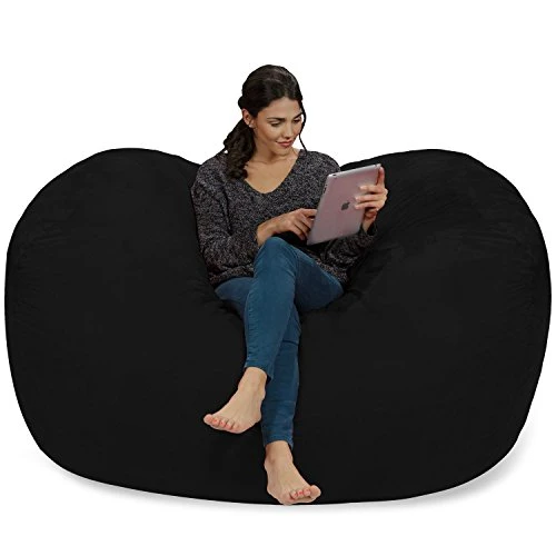 Chill Sack Bean Bag Chair: Huge 6' Memory Foam Furniture Bag And Large Lounger - Big Sofa With Soft Micro Fiber Cover - Black - Image 3