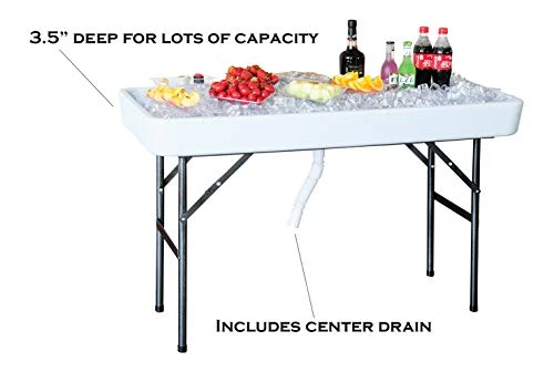 Old Cedar Outfitters Fill N Chill Folding Table For Parties Or Catering Events, Open Top Cooler Table With Drain, 47.5" X 23.6" X 32.3", White/Deep - Image 2