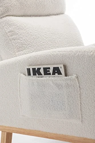 GENERIC Chair Nursery, Rocker Glider Chair For Nursery High Back, Teddy Material Comfort Arm Rocker, Tufted Nursing Comfy Chairs For Mom, Side Pocket - Image 4