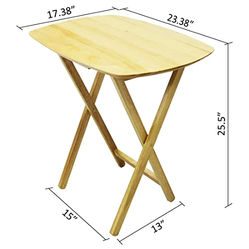 EHemco Oversized Hardwood Folding TV Tray Tables For Eating, 25.5 Inches, Natural, Set Of 2 - Image 4