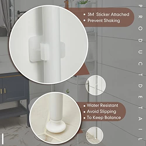 Chunful 3 Tier Over The Toilet Storage 3 Shelf Bathroom Organizer Over Toilet 63 X 27 X 10 Inches Over The Toilet Shelf Stable Freestanding Multifunctional Toilet Racks, Metal, White - Image 5