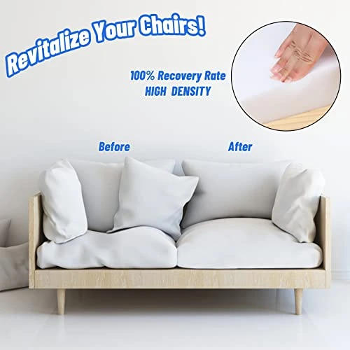 E-SDS Curve Furniture Seat, High-Density Foam Cushion Couch Cushion Support Soft Cushion Sag Repair Replacement For Sofa Couch Loveseat Chair(2" X 20" X 20", Set Of 2) - Image 3