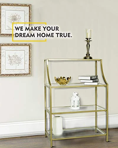 Moncot Narrow Console Table, Entryway Table, Safety-Tempered Clear Glass Table Top With 4-Tier Shelving Storage, Modern Sofa Tables For Hallway, Living Room, Behind Sofa (Glass+Gold) - Image 2