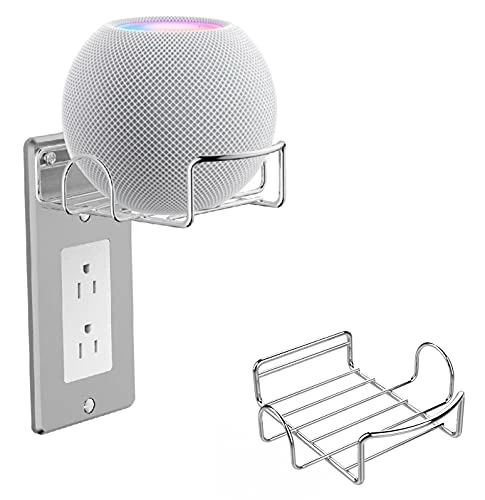 Wall Outlet Shelf Metal Panel Stainless Steel Bracket For Echo Devices, CellPhone, Ipad, Speaker,Stand Holder Mount Accessories Perfect For Bathroom, Kitchen, Bedrooms Easy Installation(Aluminum)