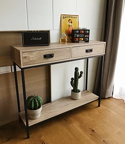 Roomfitters Modern Light Wood Console Table With Drawer, Entryway Table, Sofa Table With Ample Storage For Living Room, Cabinet Table Hall Furniture (Rectangle, Oak Wood) - Image 3