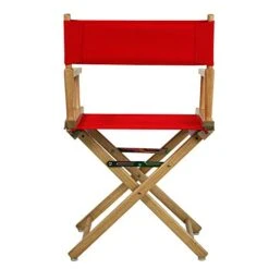 Casual Home Director's Chair ,Natural Frame/Red Canvas,18" - Classic Height