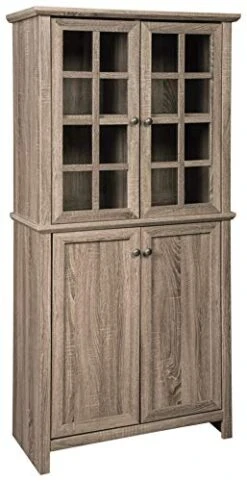 Signature Design By Ashley Drewmore Rustic Farmhouse Accent Cabinet With Adjustable Shelves, Gray
