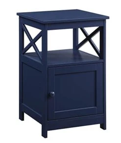 Convenience Concepts Oxford End Table With Storage Cabinet And Shelf, Cobalt Blue