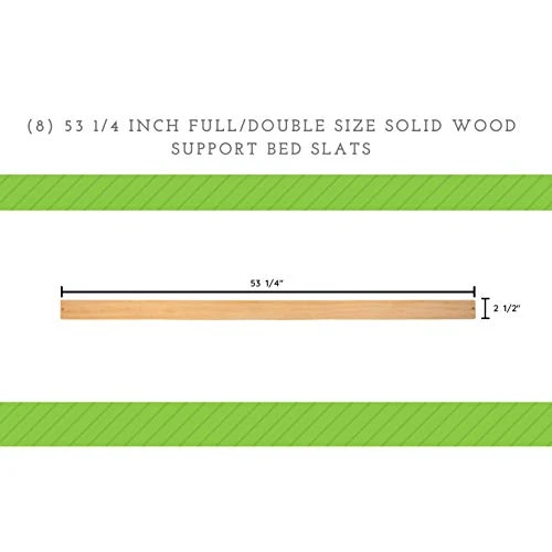 CC KITS Set Of Eight (8) 53 1/4 Inch Full/Double Size Solid Wood Support Bed Slats|Use Crib Conversion Kits|Platform Frame For Mattress|Bunkie Board, Box Spring Or Foundation Replacement Option - Image 3