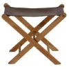 Bare Decor Davie Teak And Leather Folding Accent Stool, 18", Saddle Brown