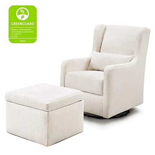 Carter's By DaVinci Adrian Swivel Glider With Storage Ottoman In Performance Cream Linen, Water Repellent And Stain Resistant, Greenguard Gold & CertiPUR-US Certified - Image 2
