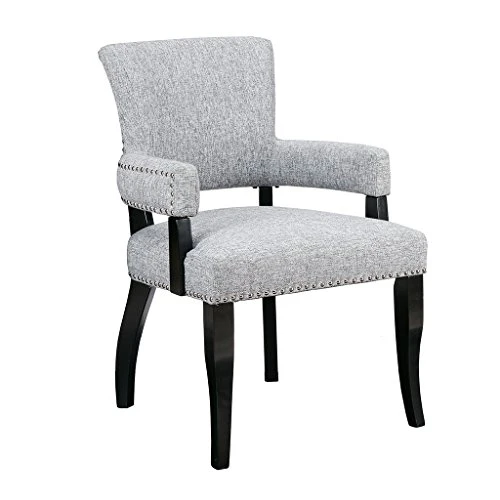 Madison Park Dawson Dining Chairs Fabric Cover Cushion Modern Style Sturdy Solid Wood Family Room Furniture Side Stool, Grey