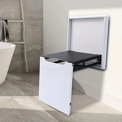 TouSuaRSi Wall-Mounted Folding Chair Shoe-Changing Stool Invisible Shoe-Changing Stool Wall Seat Saving Space Foldable Wall-Mounted Stool With Support Legs For Home Doorways (Material: Solid Wood) - Image 7