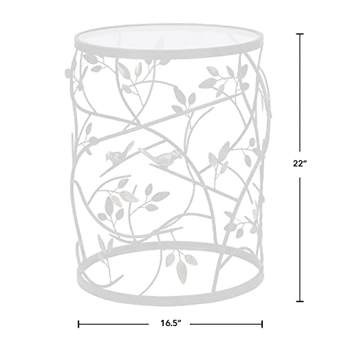 FirsTime & Co. Bronze Bird And Branches End Table, Bedroom Nightstand And Living Room Side Table, Round, Metal And Glass, Cottage, 22 X 16.5 Inches - Image 2