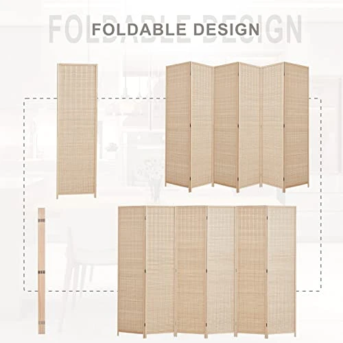Room Divider Privacy Screen 16" Room Dividers And Folding Privacy Screens 6 Panel Room Divider Wall 5.6FT Tall Bamboo Room Divider Partitions/Separator - Image 6