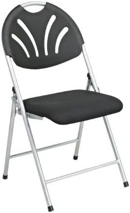 Office Star FC Series 4-Pack Folding Chairs With Ventilated Plastic Back And Padded Mesh Seat, Black Seat And Silver Frame - Image 2