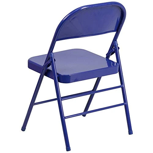 Flash Furniture 4 Pack HERCULES COLORBURST Series Cobalt Blue Triple Braced & Double Hinged Metal Folding Chair - Image 4