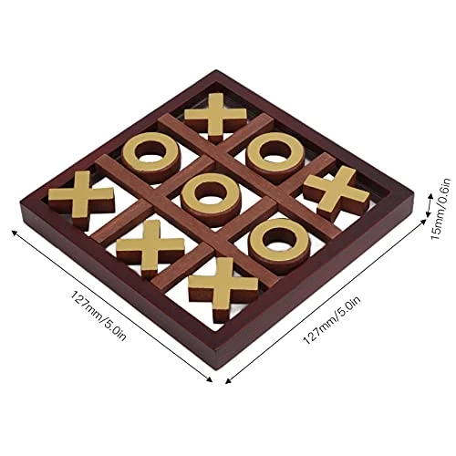 OUKENS Tic Tac Toe For Kids And Adults Coffee Table Living Room Decor And Desk Decor Family Games Night Classic XO Board Games Wood Rustic For Families Size 5 Inch - Image 2