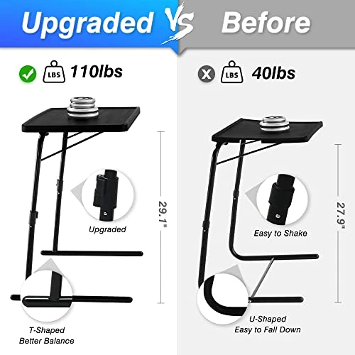Max TV Tray Table, Allpop Extra Large Adjustable TV Tray For Eating, Folding Laptop Table With 6 Heights & 3 Tilt Angles For Dinner, Bed & Sofa, Black - Image 3