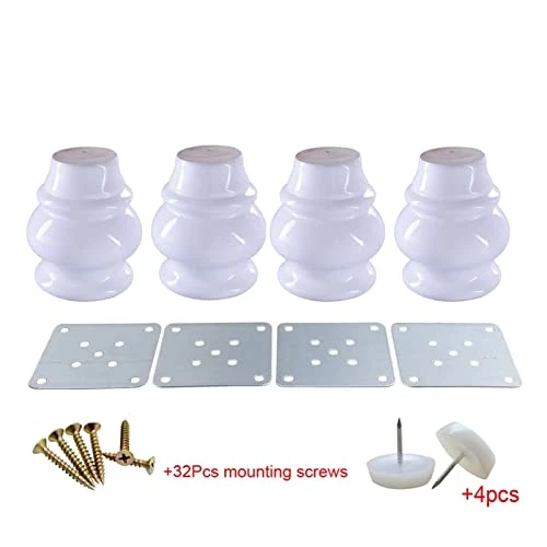 BONNYT Hairpin Legs 8CM High Solid Wood Gourd-Shaped Furniture Legs Sofa Stool Chair Wall Cabinet Foot Sofa Foot (Color : White) - Image 2