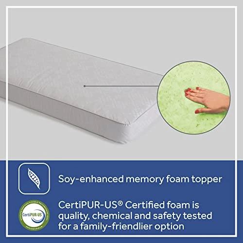 Sealy Posture Perfect 2-Stage Waterproof Baby Crib And Toddler Mattress - Hybrid Memory Foam & 150 Premium Coils - Made In USA, 52"x28" - Image 3