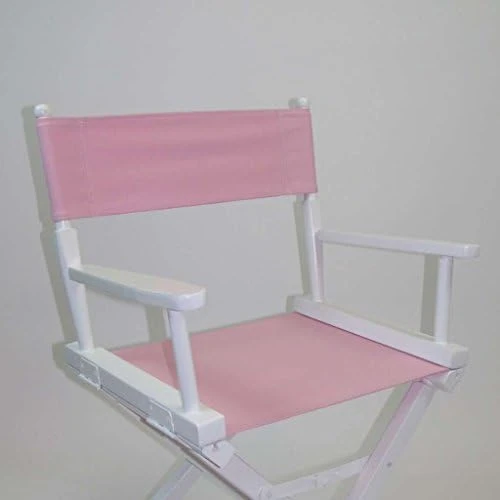 Gold Medal Contemporary 18" Table Height White Frame Directors Chair - Pink - Image 9