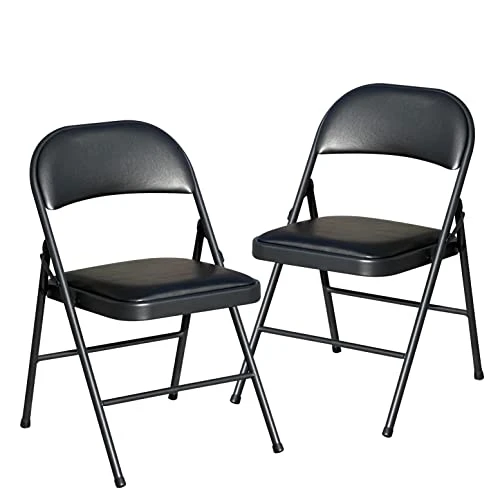 KAIHAOWIN Folding Chairs 2 Pack Vinyl Folding Chairs Portable Easy Storage Foldable Chair-Stackable Morden Commercial Seat With Powder-Coated Durable Metal Frame For Indoor/Outdoor Office Camping