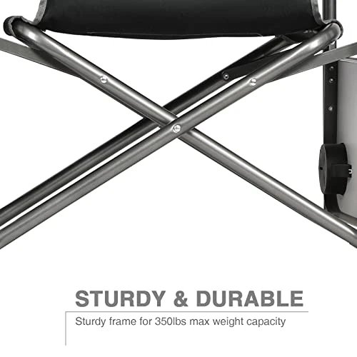 EVER ADVANCED Medium Tall Directors Chair Foldable Makeup Artist Chair Bar Height With Side Table Cup Holder And Storage Bag Footrest, Supports 350LBS (Grey, Seat Height: 23.2 Inches) - Image 4